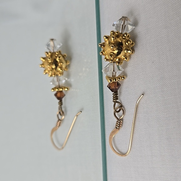 Gold and Silver Drop Earrings - Picture 6 of 15